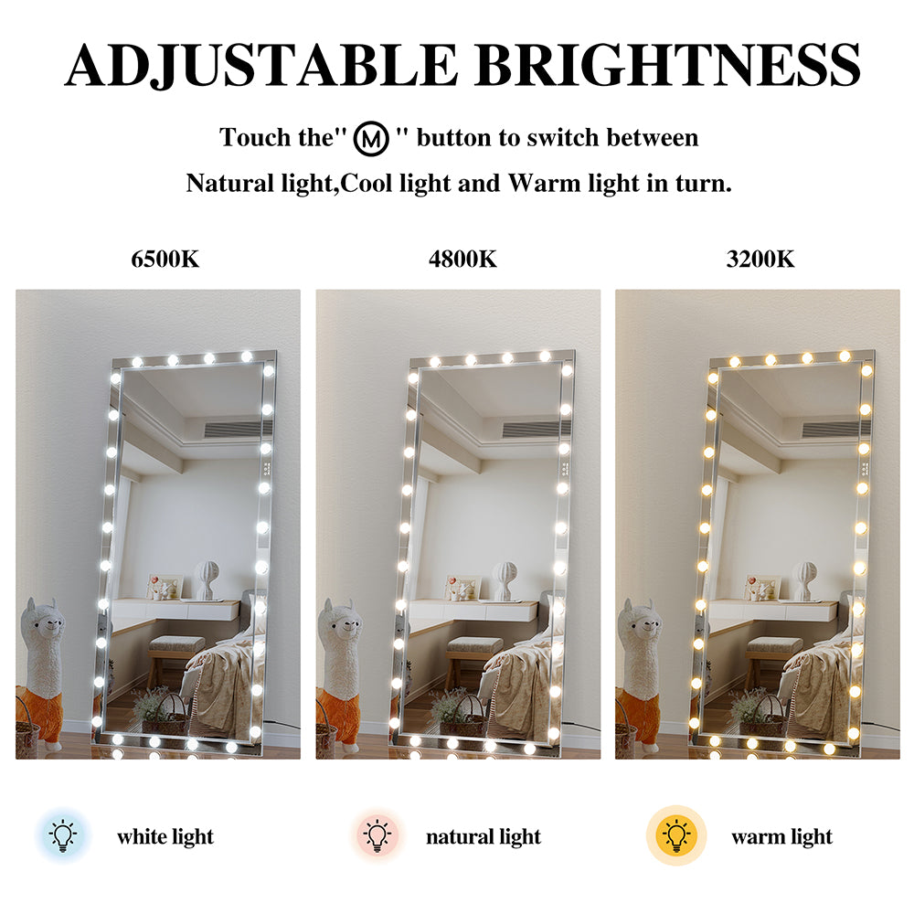 72x36 Inch Hollywood LED Vanity Mirror - Silver Aluminum Frame_6