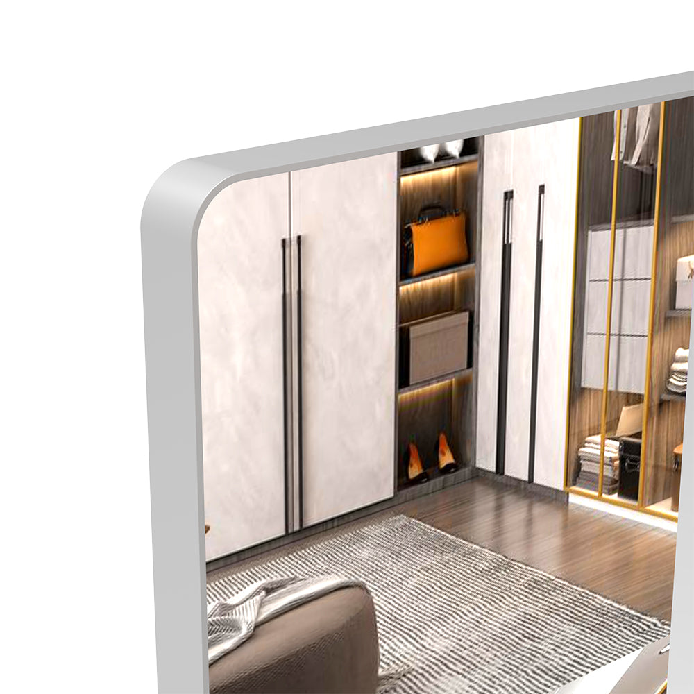 72x48 Inch Oversized Wall Mirror with Removable Tray - Silver Aluminum Frame_3