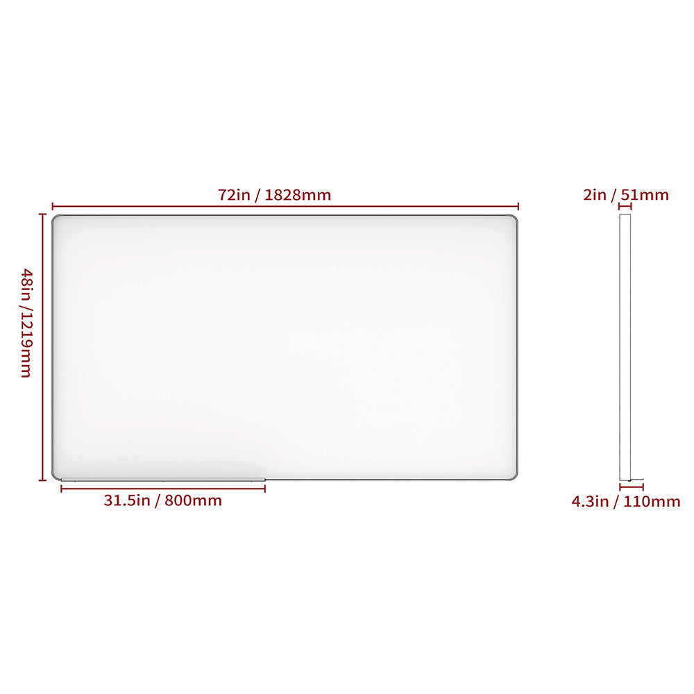 72x48 Inch Oversized Wall Mirror with Removable Tray - Silver Aluminum Frame_12