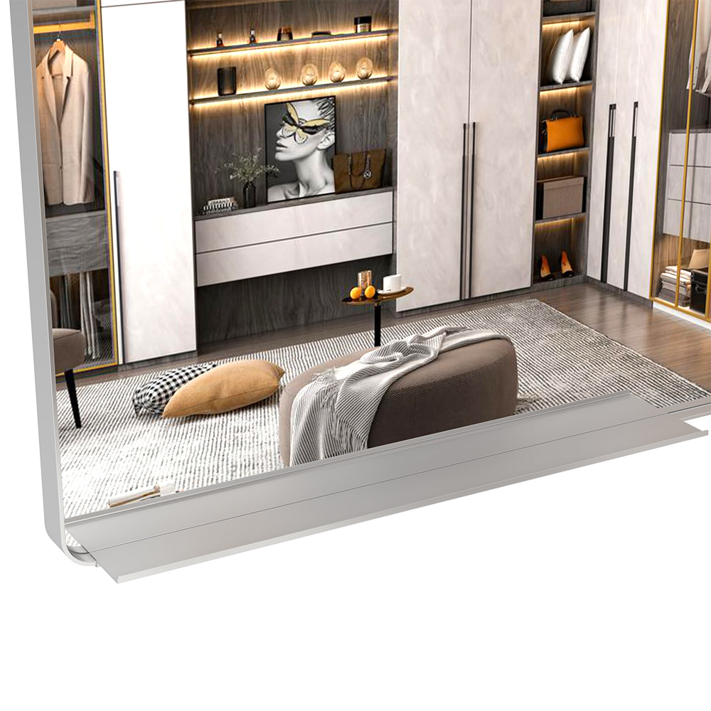 72x48 Inch Oversized Wall Mirror with Removable Tray - Silver Aluminum Frame_8