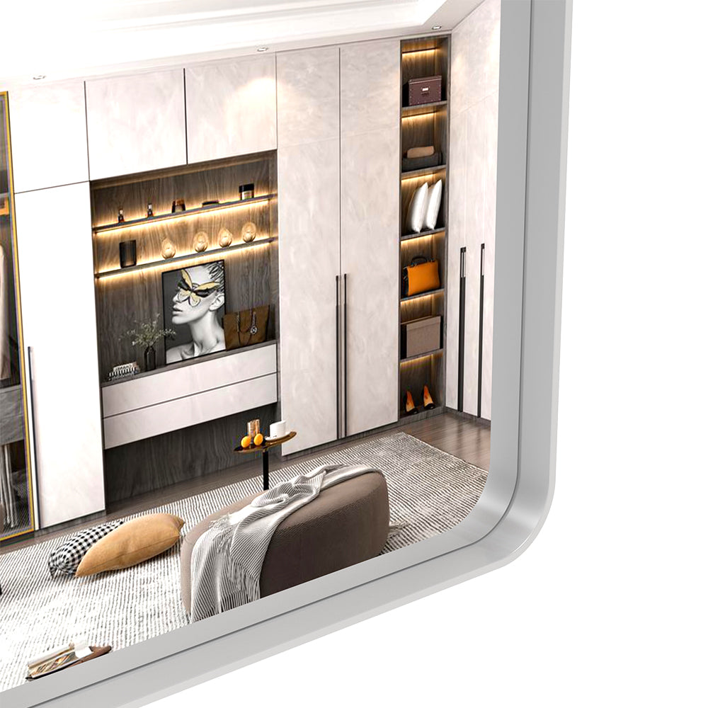 72x48 Inch Oversized Wall Mirror with Removable Tray - Silver Aluminum Frame_4