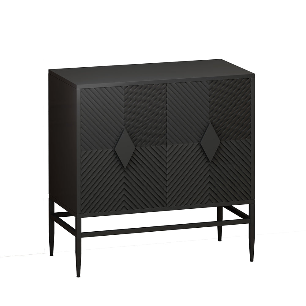 31.5 Inch Modern Wooden Accent Cabinet with Metal Legs - Black_1
