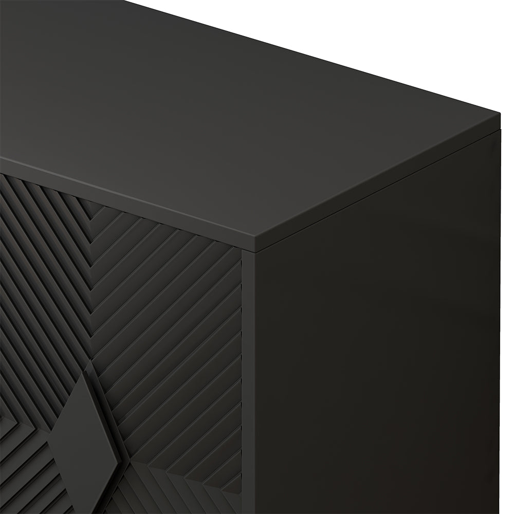 31.5 Inch Modern Wooden Accent Cabinet with Metal Legs - Black_8