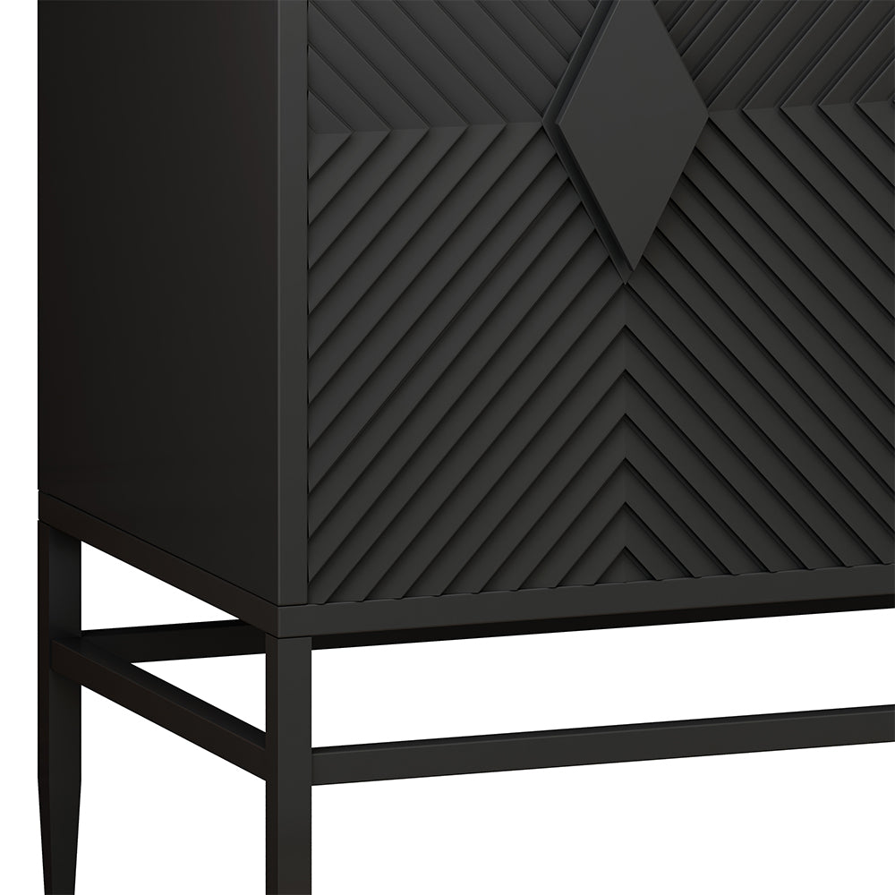 31.5 Inch Modern Wooden Accent Cabinet with Metal Legs - Black_4