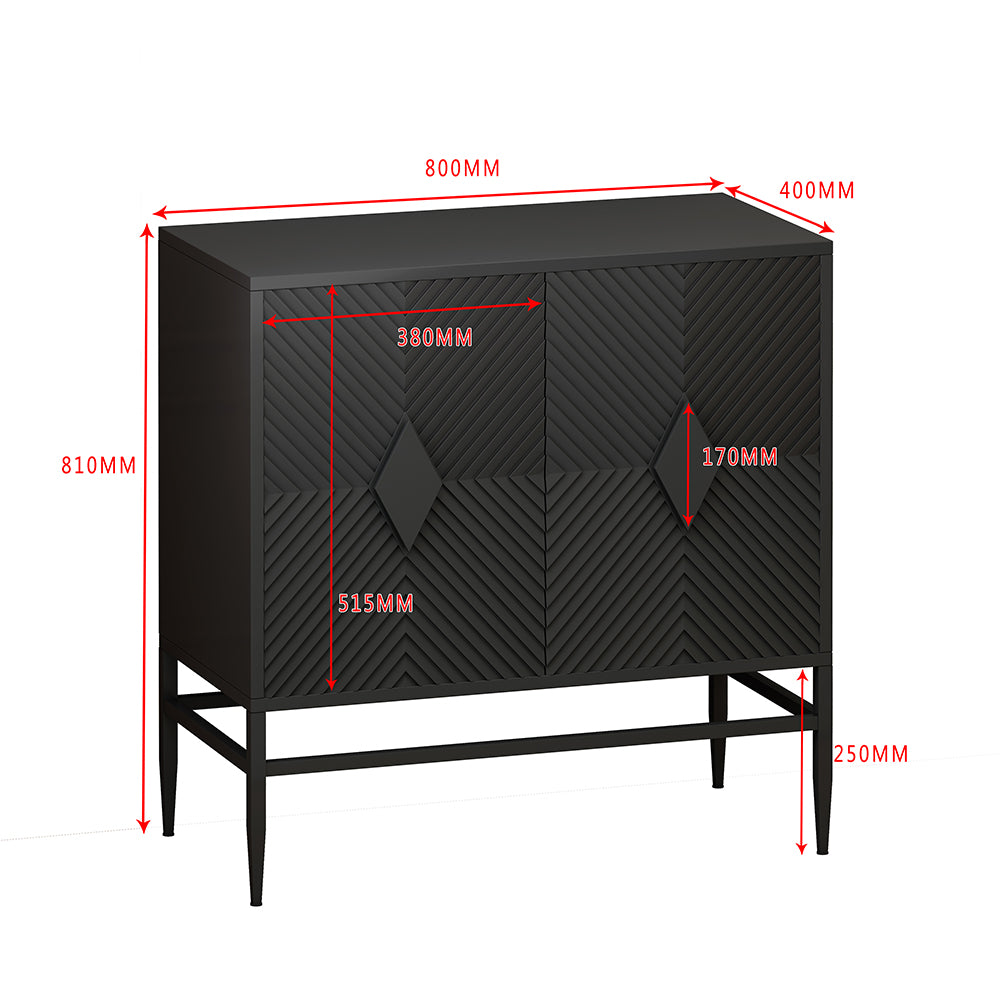 31.5 Inch Modern Wooden Accent Cabinet with Metal Legs - Black_5