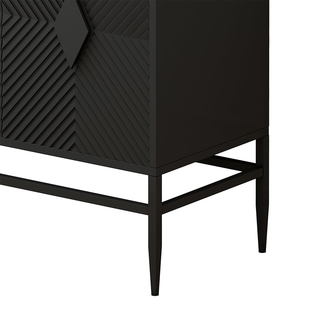 31.5 Inch Modern Wooden Accent Cabinet with Metal Legs - Black_7