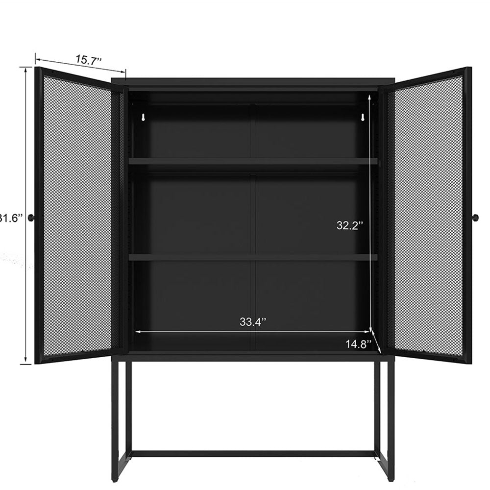Black Modern Accent Storage Cabinet with Doors - Free Standing_7