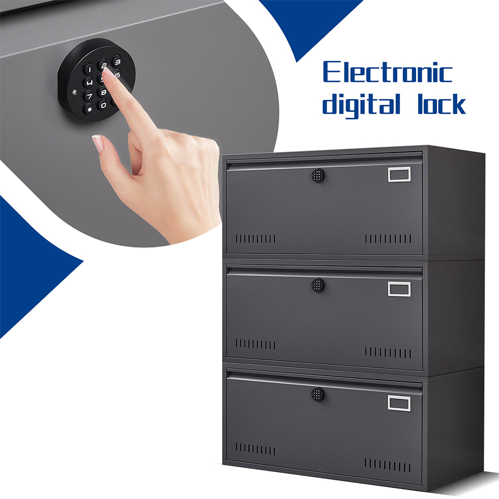 17.7 Inch Digital Keypad Vertical File Cabinet - Dark Grey_3