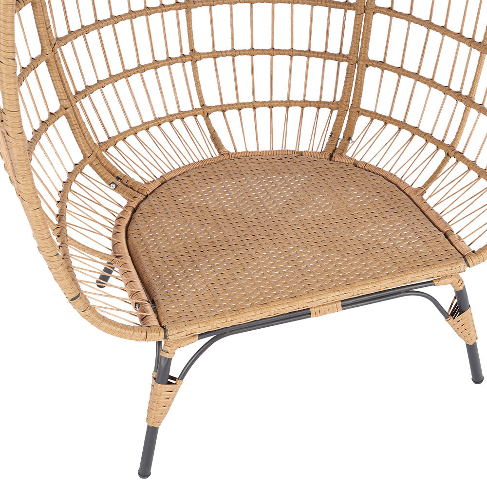 Wicker Egg Chair with Cushions - Beige_3