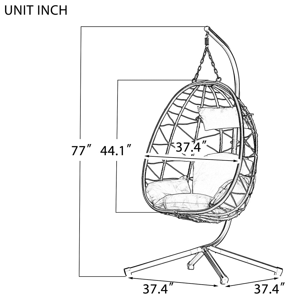 Wicker Hanging Egg Chair with Stand - Indoor/Outdoor Swing_11