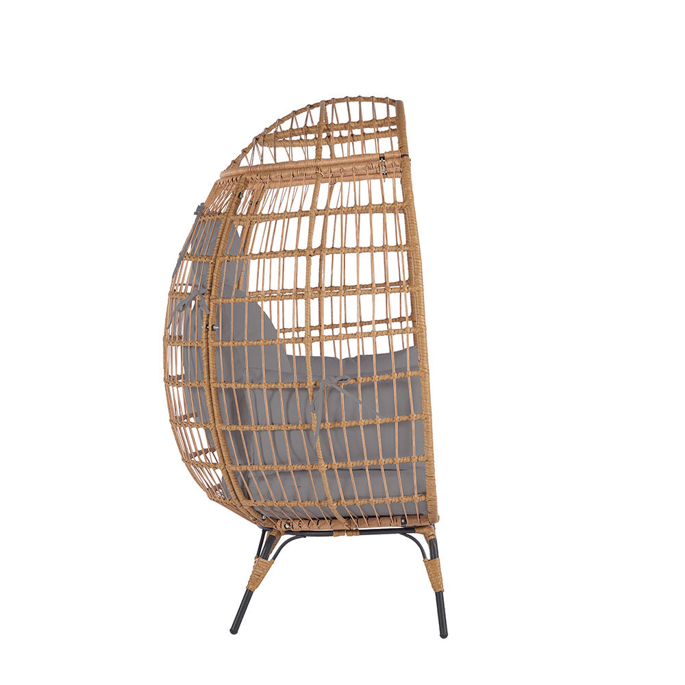Wicker Egg Chair with Light Grey Cushion_3