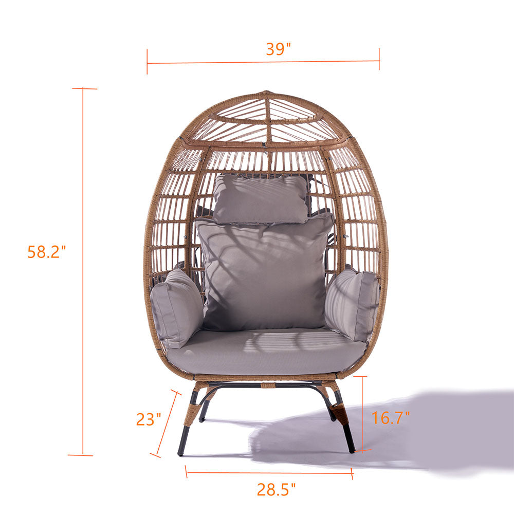 Wicker Egg Chair with Light Grey Cushion_11