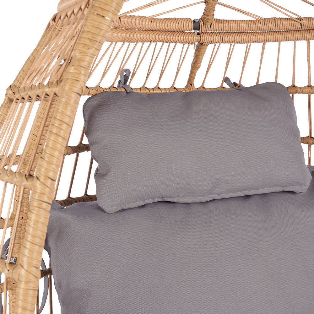 Wicker Egg Chair with Light Grey Cushion_7