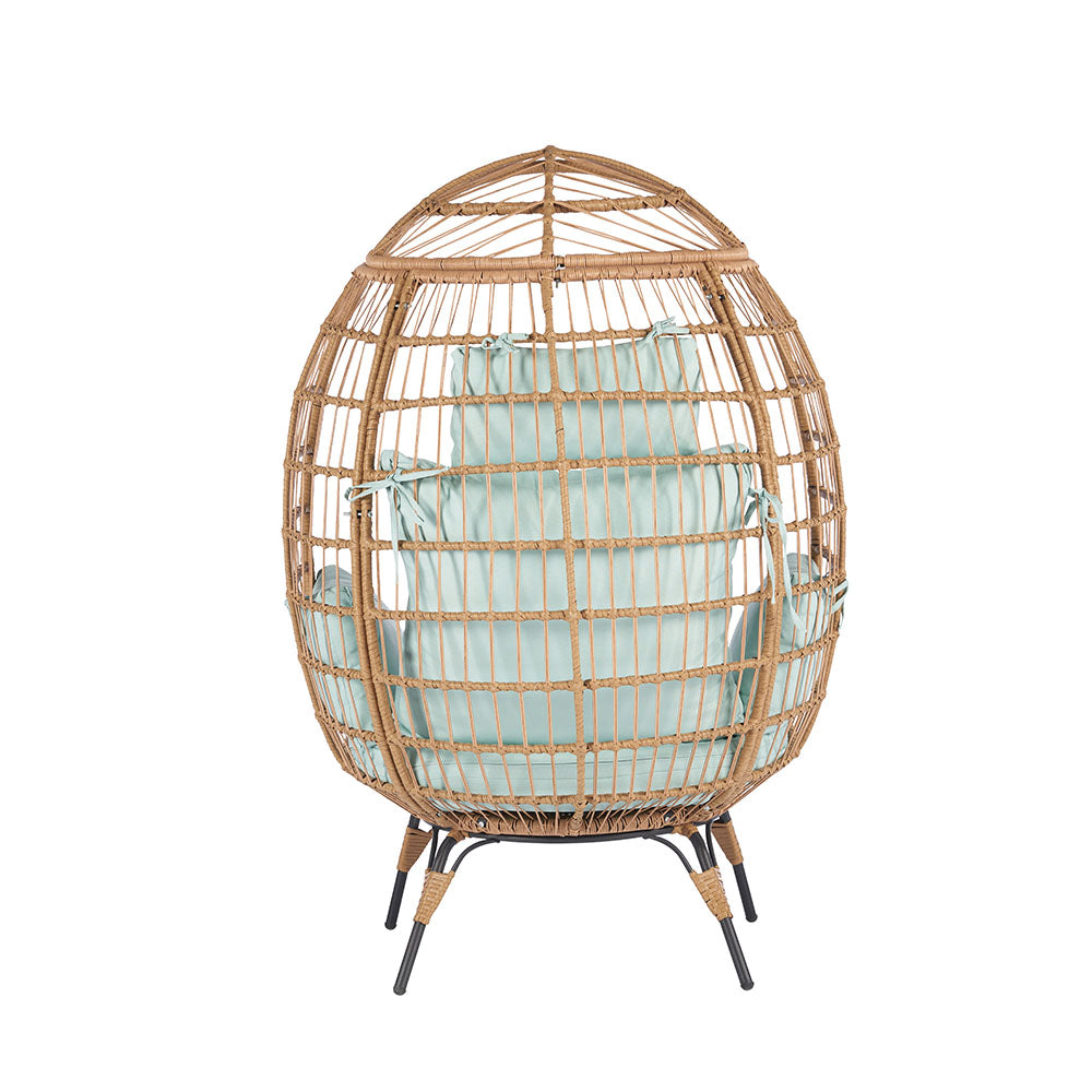 Wicker Egg Chair with Blue Cushion_11