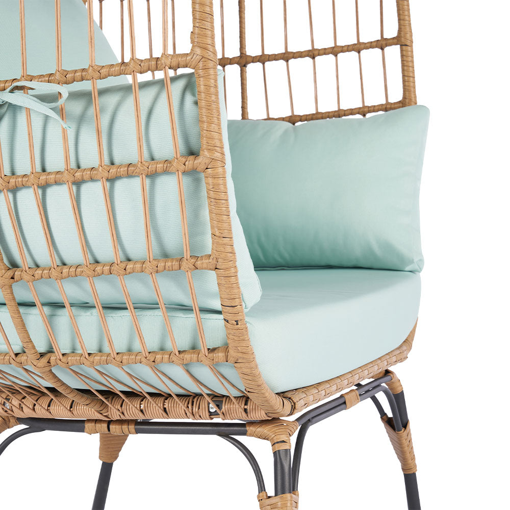 Wicker Egg Chair with Blue Cushion_5