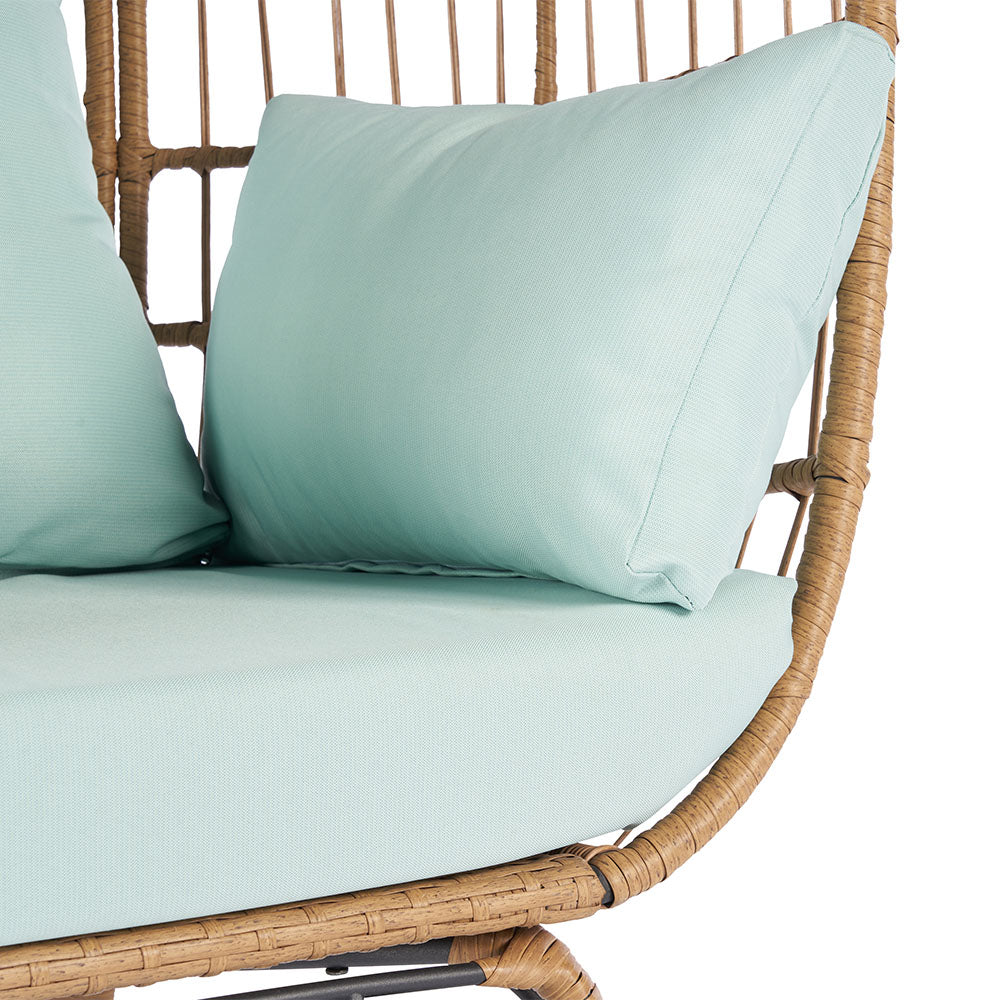Wicker Egg Chair with Blue Cushion_4