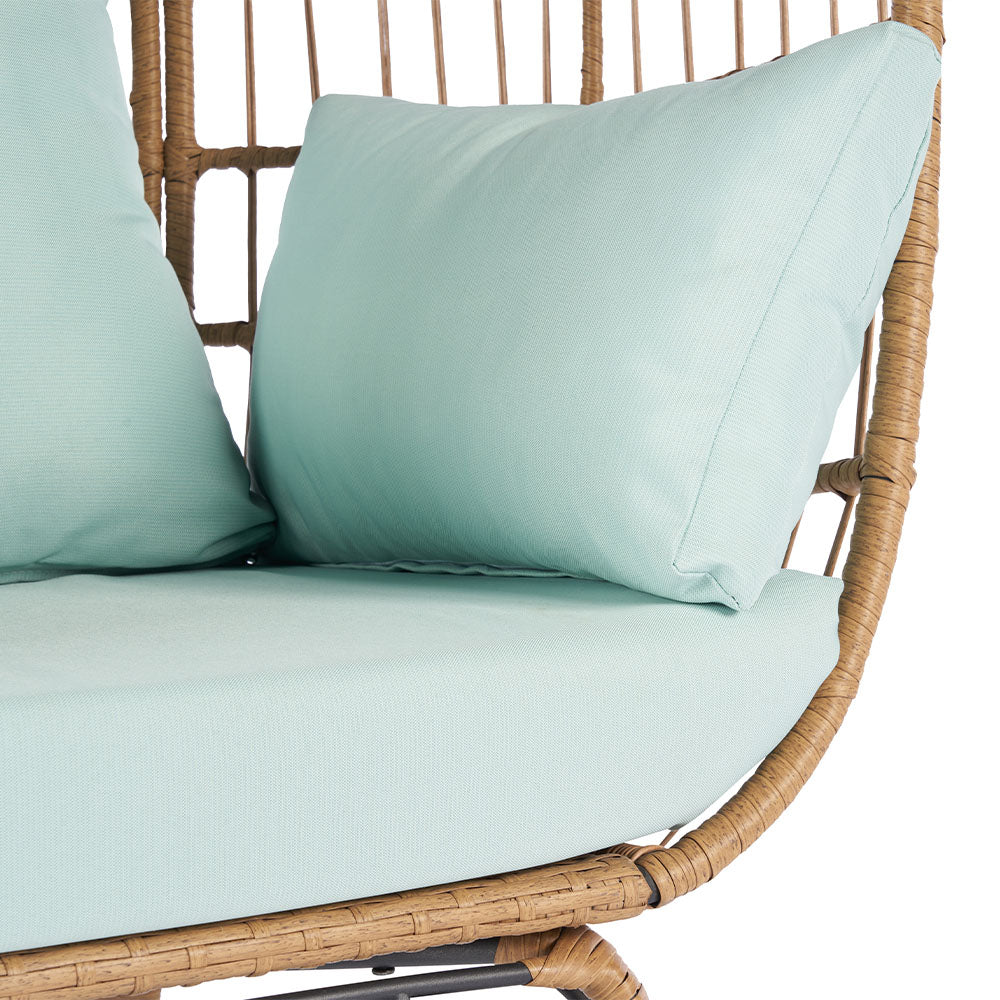 Wicker Egg Chair with Blue Cushion_8