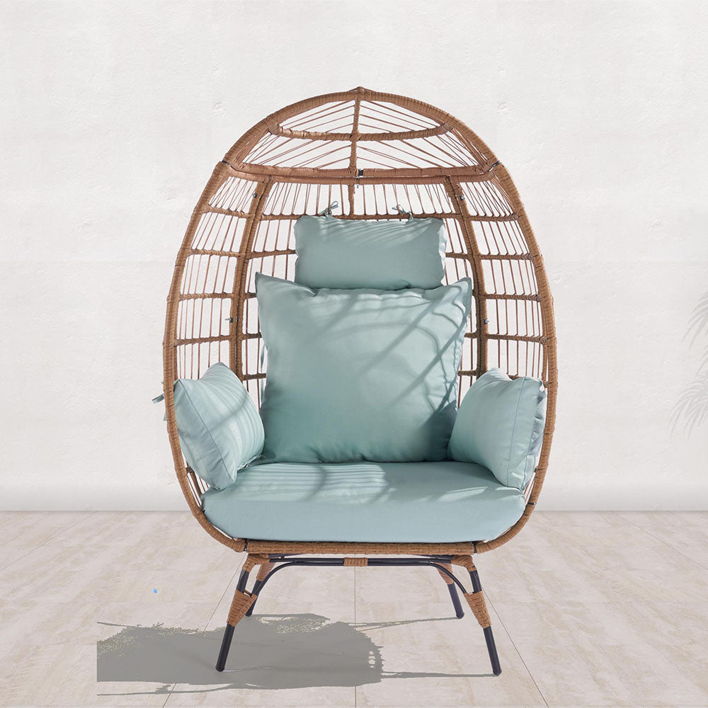 Wicker Egg Chair with Blue Cushion_6