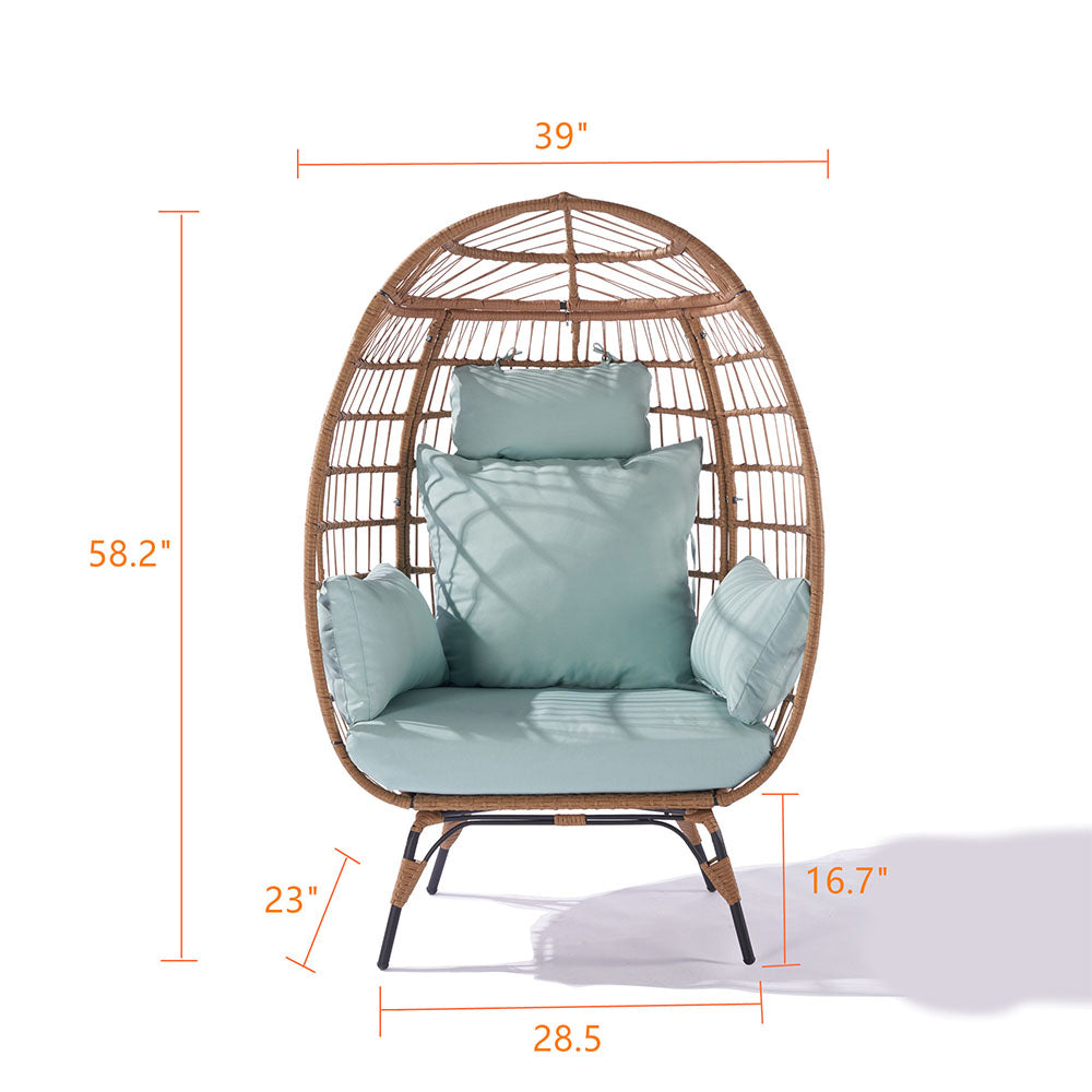 Wicker Egg Chair with Blue Cushion_12