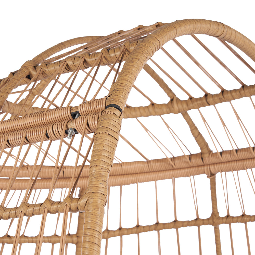 Wicker Egg Chair for Indoor/Outdoor - Steel Frame, Red Cushion_7