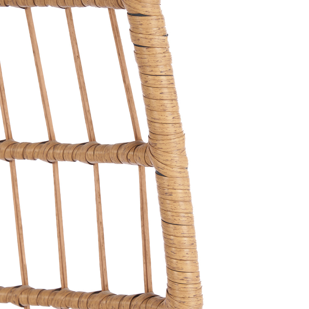 Wicker Egg Chair for Indoor/Outdoor - Steel Frame, Red Cushion_6