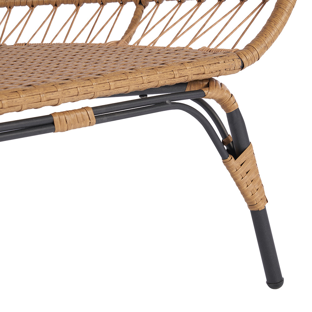Wicker Egg Chair for Indoor/Outdoor - Steel Frame, Red Cushion_5