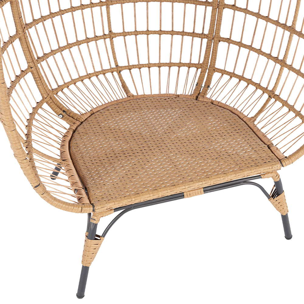 Wicker Egg Chair for Indoor/Outdoor - Steel Frame, Red Cushion_4
