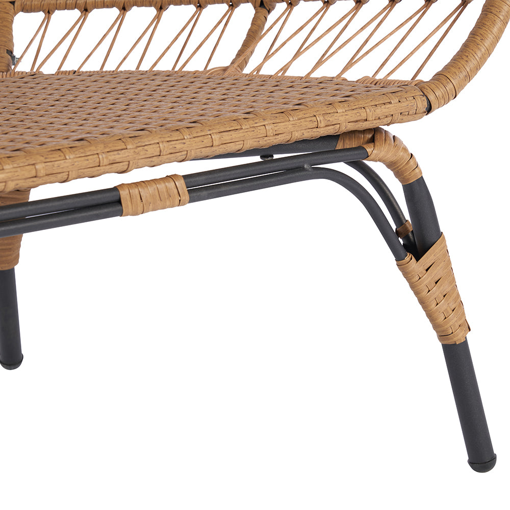 Wicker Egg Chair with Dark Grey Cushions - Indoor/Outdoor, Steel Frame_8