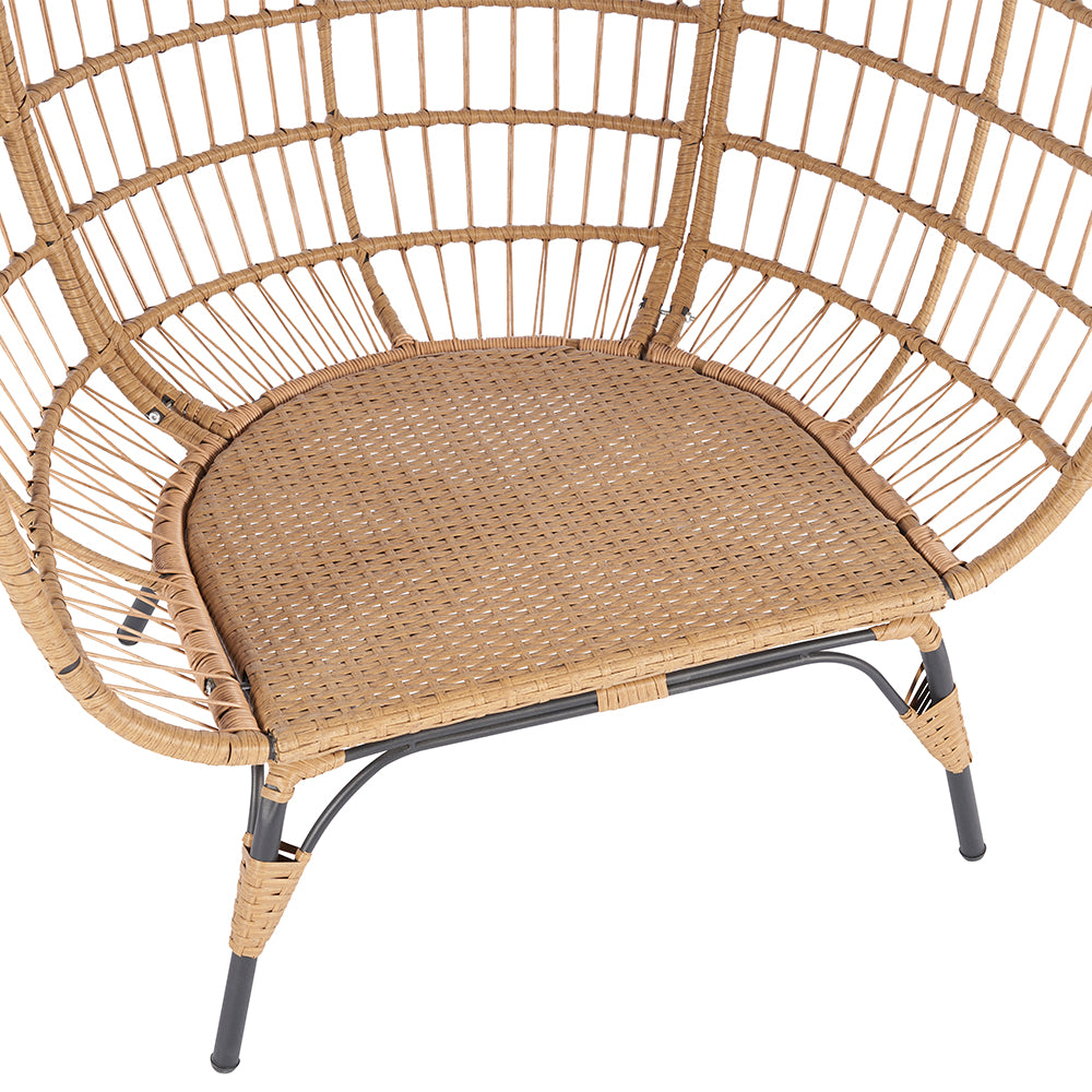 Wicker Egg Chair with Dark Grey Cushions - Indoor/Outdoor, Steel Frame_7