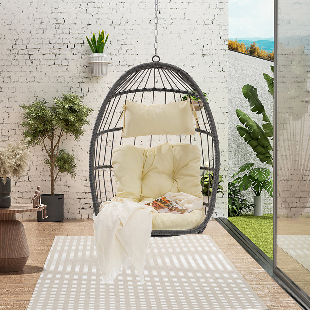Rattan Egg Swing Chair - Wood, Outdoor/Garden_2