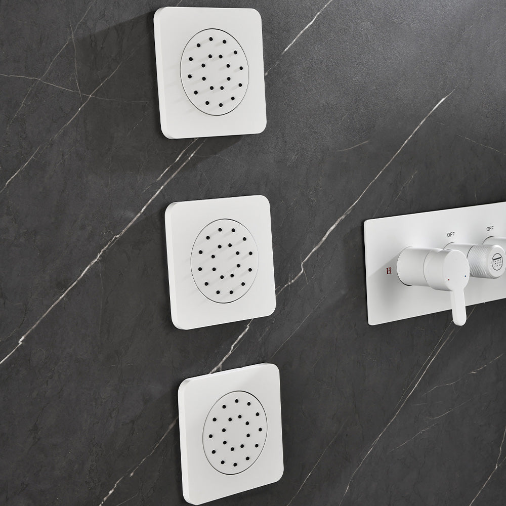Wall Mounted Waterfall Rain Shower System 3 Body Sprays & Handheld Shower - White_6