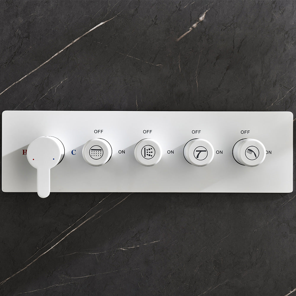 Wall Mounted Waterfall Rain Shower System 3 Body Sprays & Handheld Shower - White_8