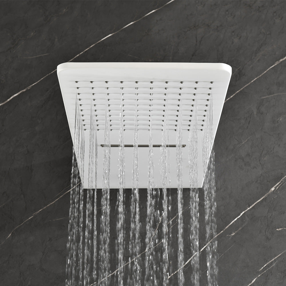 Wall Mounted Waterfall Rain Shower System 3 Body Sprays & Handheld Shower - White_3