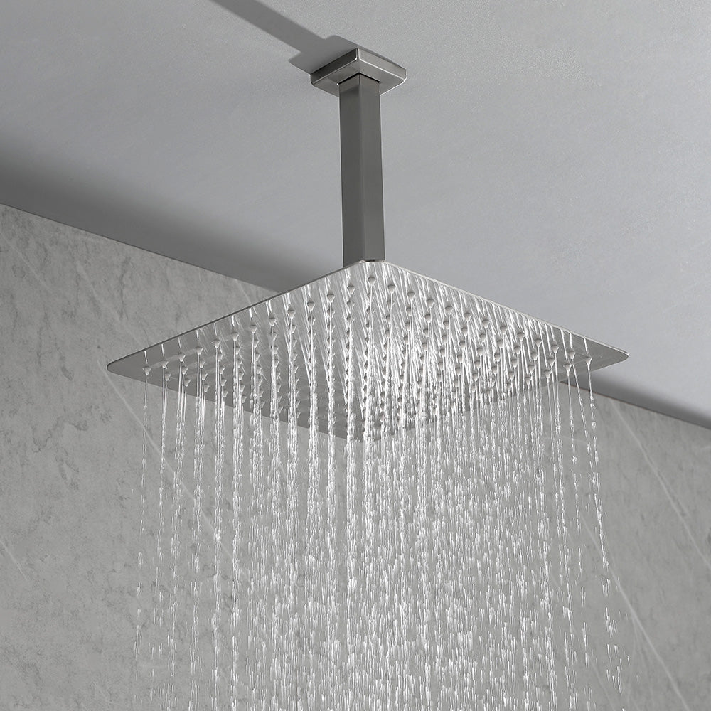 Rain Shower Head High Pressure Rainfall Showerhead Water Saving - White_2