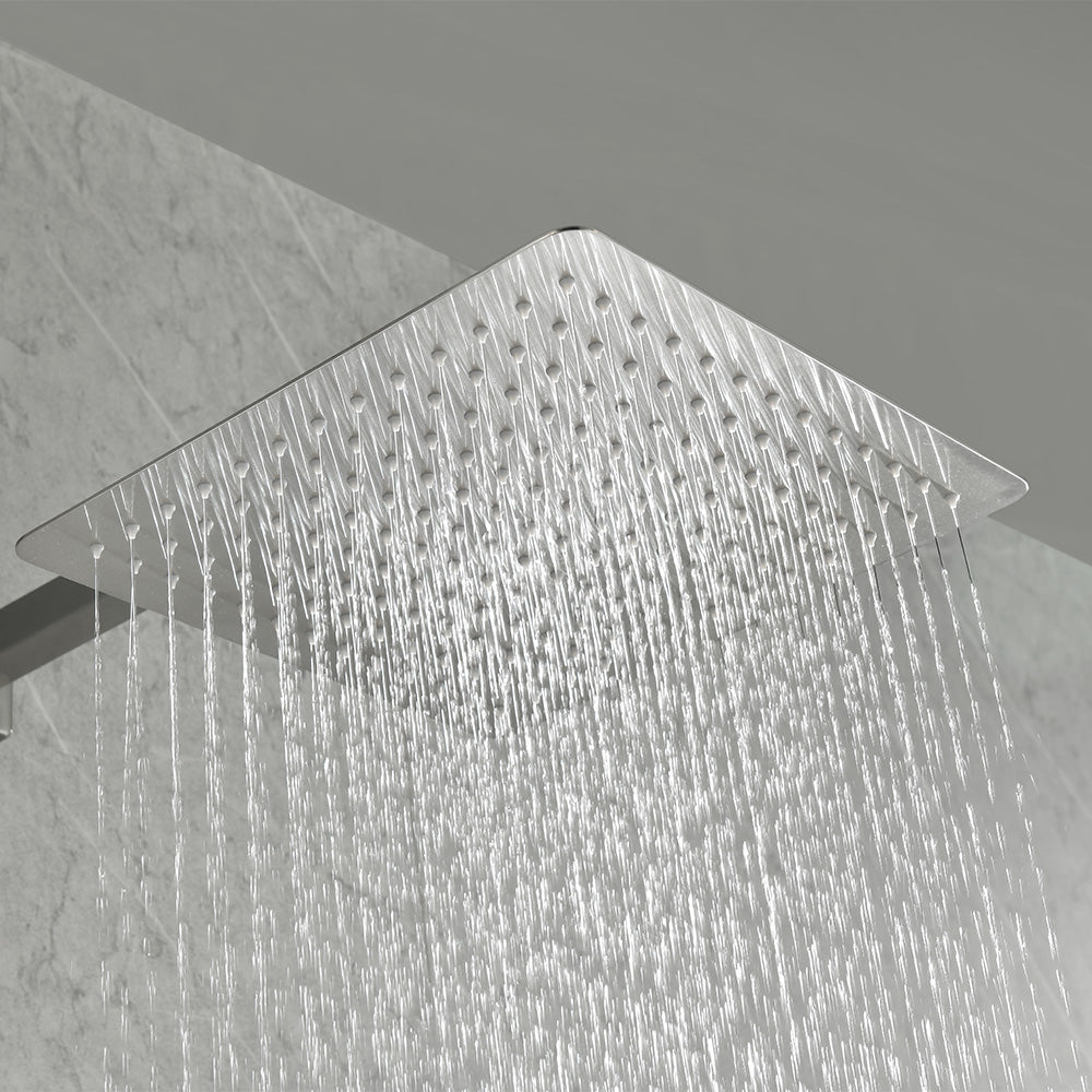 Shower System with Head Hand Shower Hose Valve Trim Lever Handles and Niche - Brushed Nickel_5