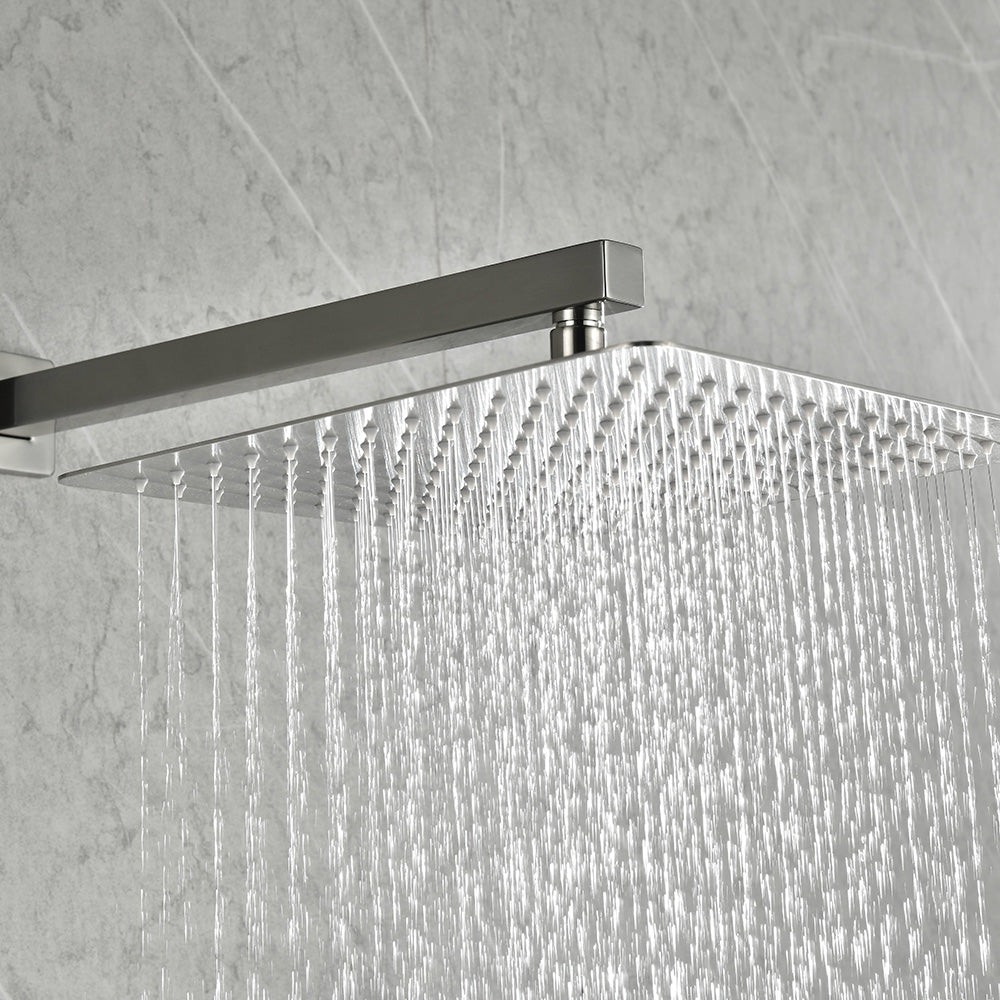 Shower System with Head Hand Shower Hose Valve Trim Lever Handles and Niche - Brushed Nickel_3