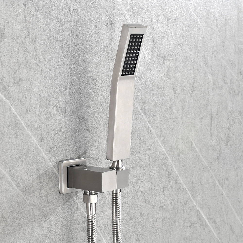 Shower System with Head Hand Shower Hose Valve Trim Lever Handles and Niche - Brushed Nickel_2
