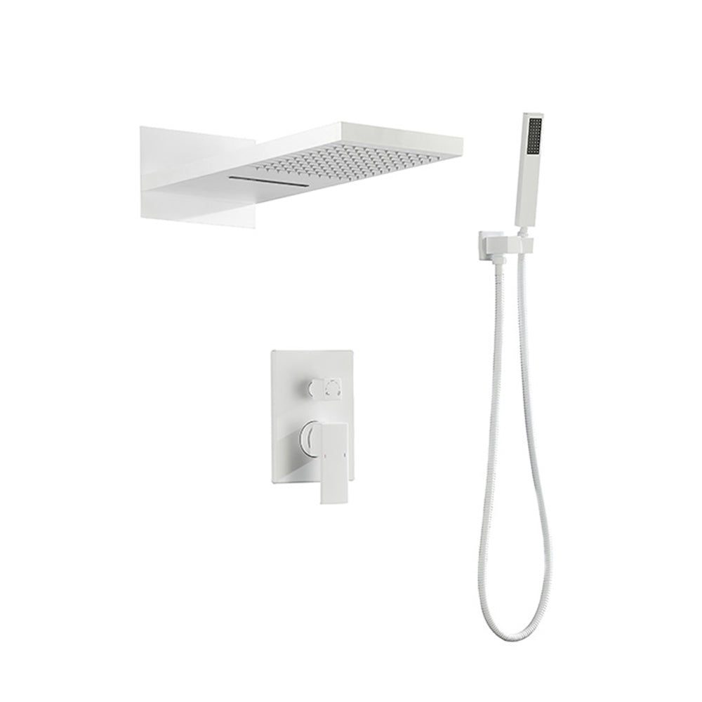 Shower SystemWaterfall Rainfall Shower Head with Handheld - White_0