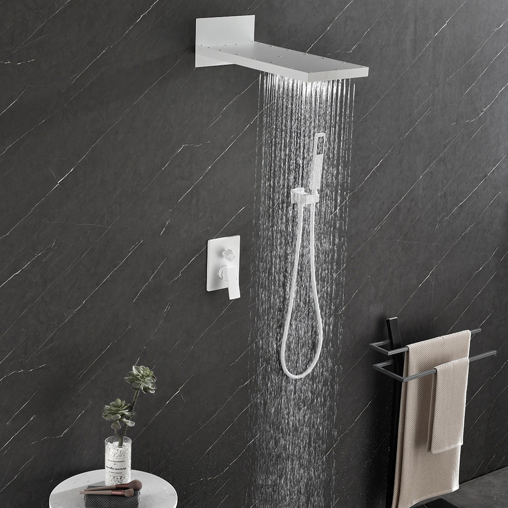 Shower SystemWaterfall Rainfall Shower Head with Handheld - White_8