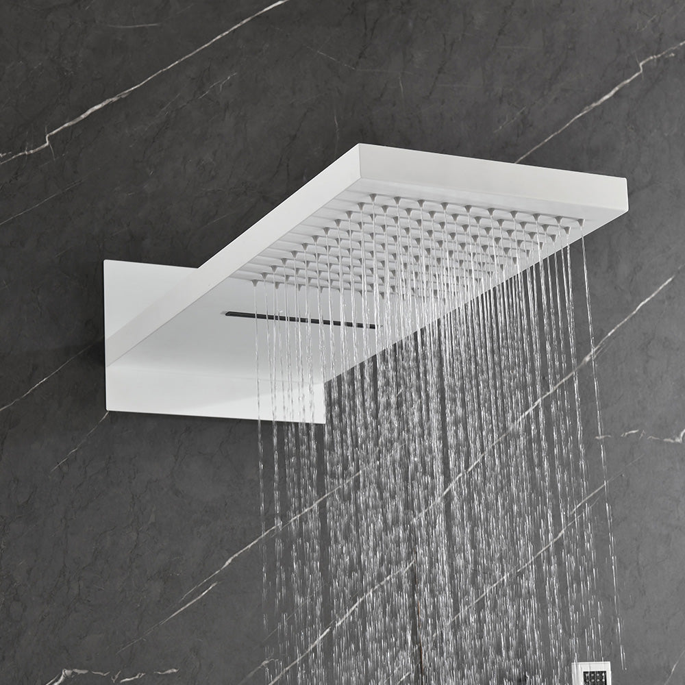 Shower SystemWaterfall Rainfall Shower Head with Handheld - White_3