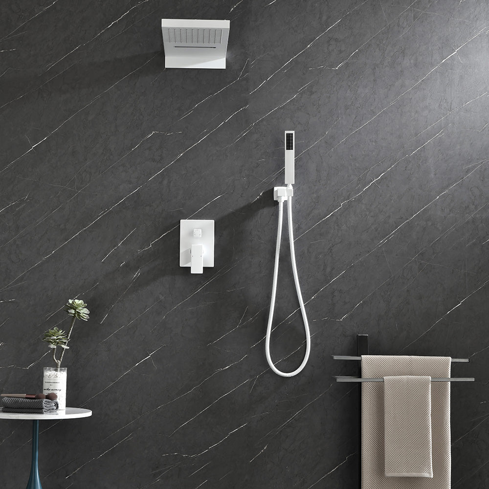 Shower SystemWaterfall Rainfall Shower Head - White_1