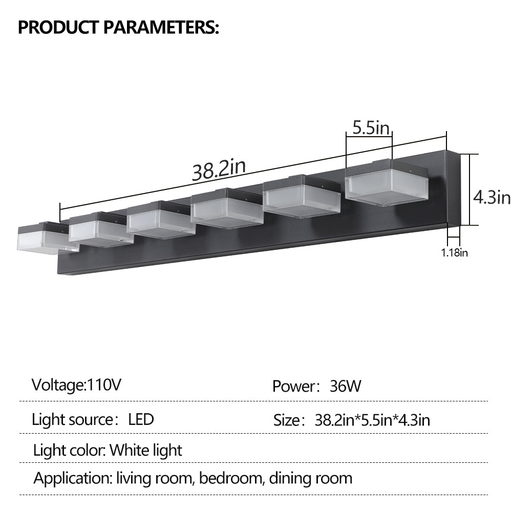 Modern 6-Light LED Black Vanity Mirror Light for Bathrooms & Makeup Tables_8
