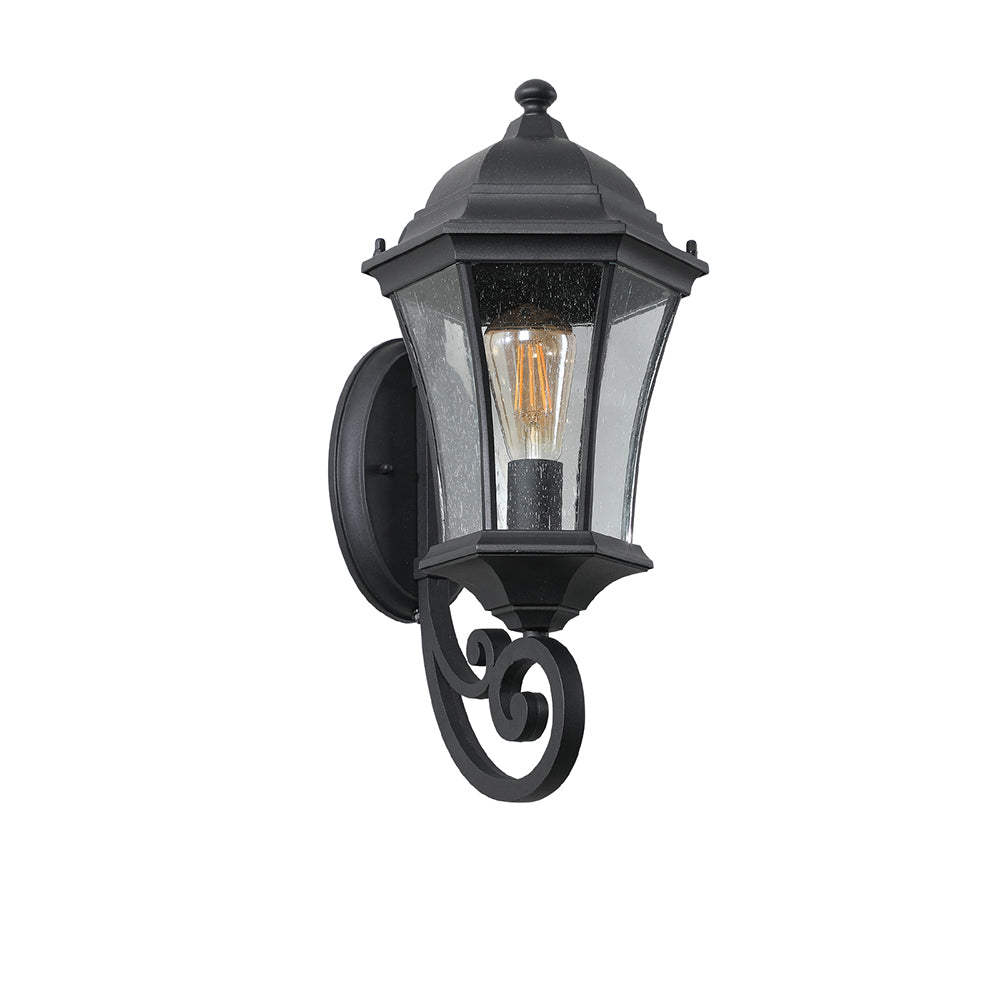 Outdoor Waterproof Glass Retro Wall Lamp - Black_0