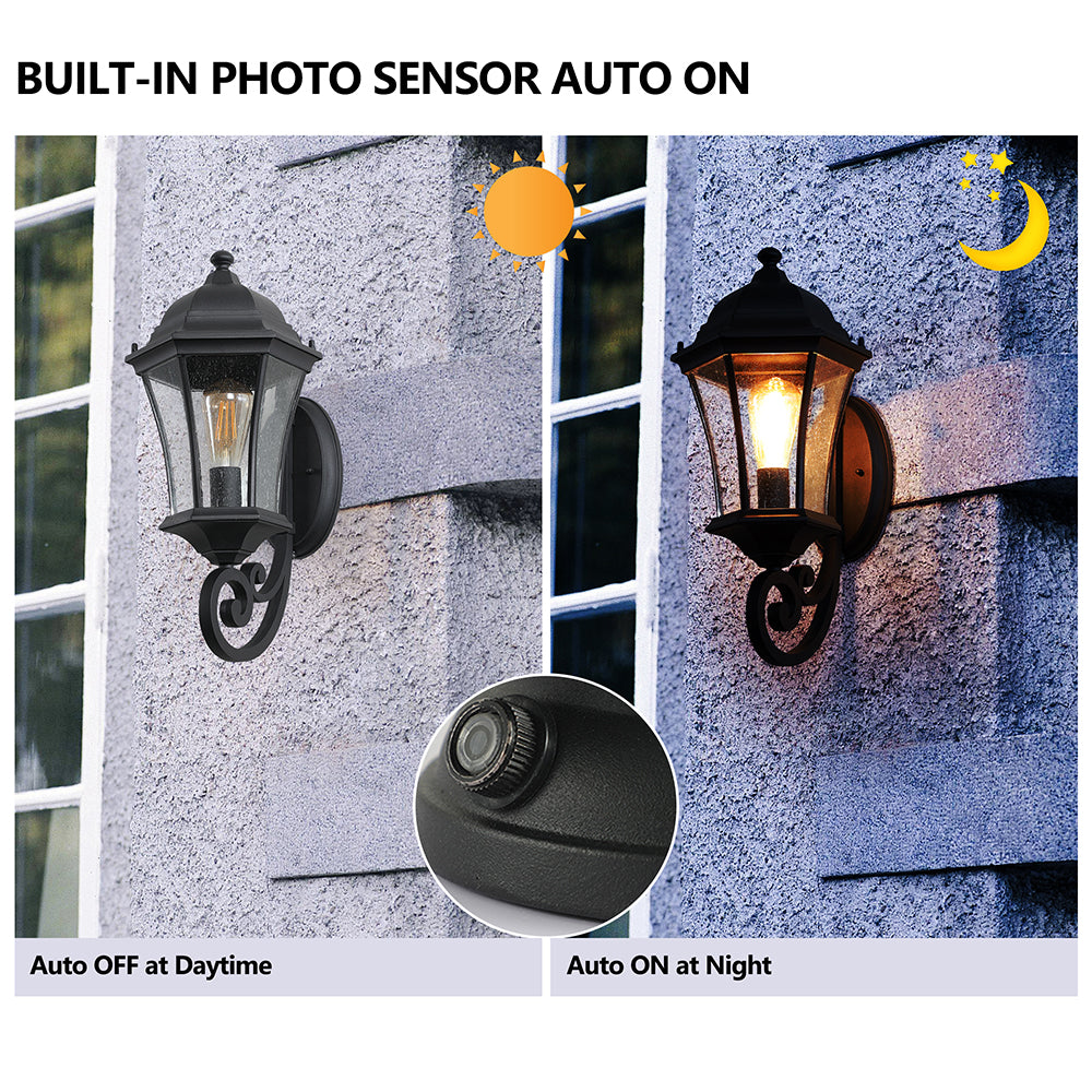 Outdoor Waterproof Glass Retro Wall Lamp - Black_6