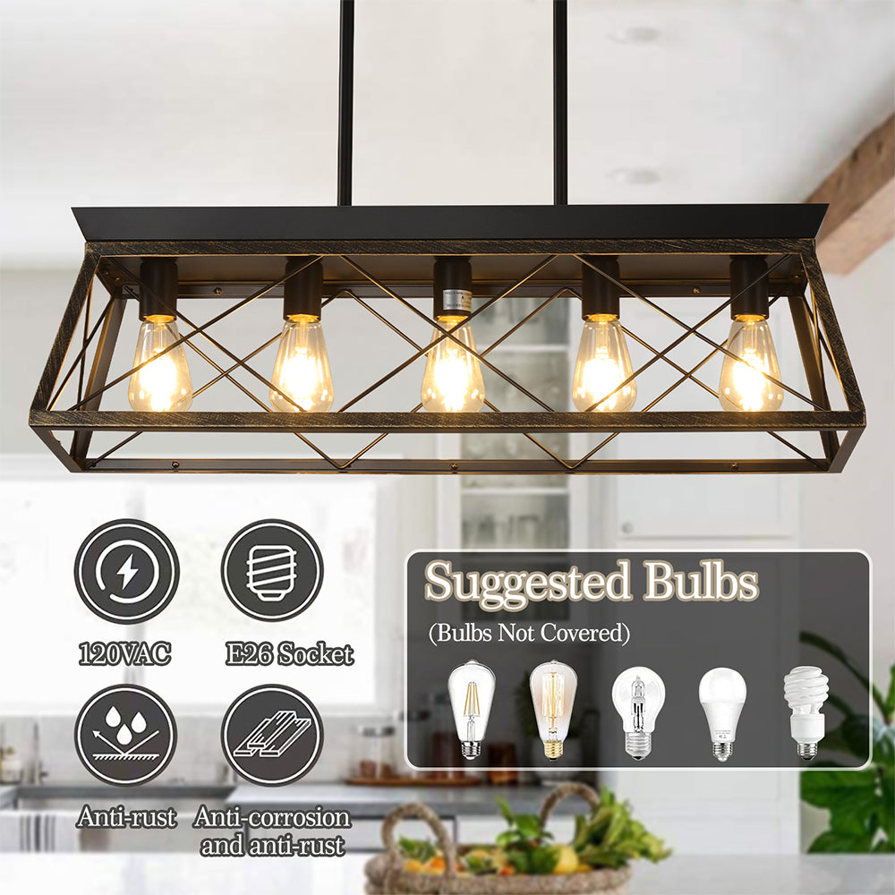 Modern 5-Light Farmhouse Chandelier - Rustic Metal_6