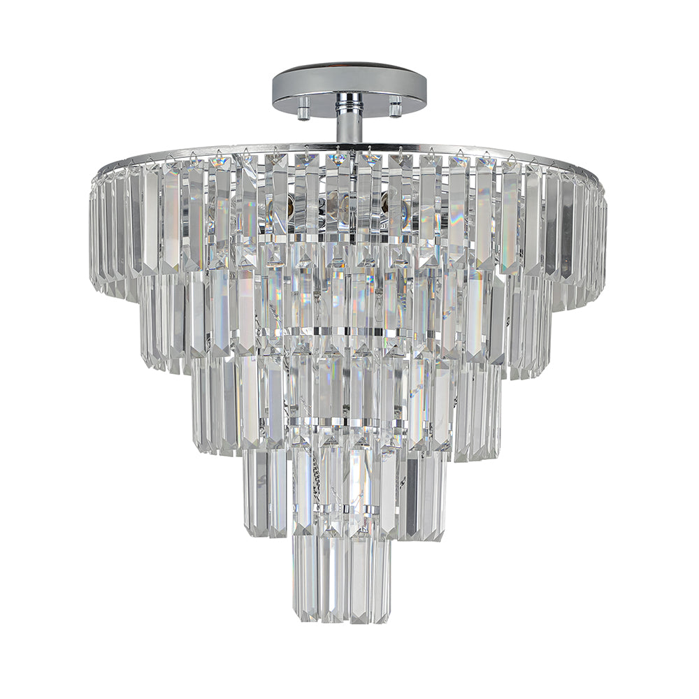 Modern White Chrome Crystal Chandelier_0