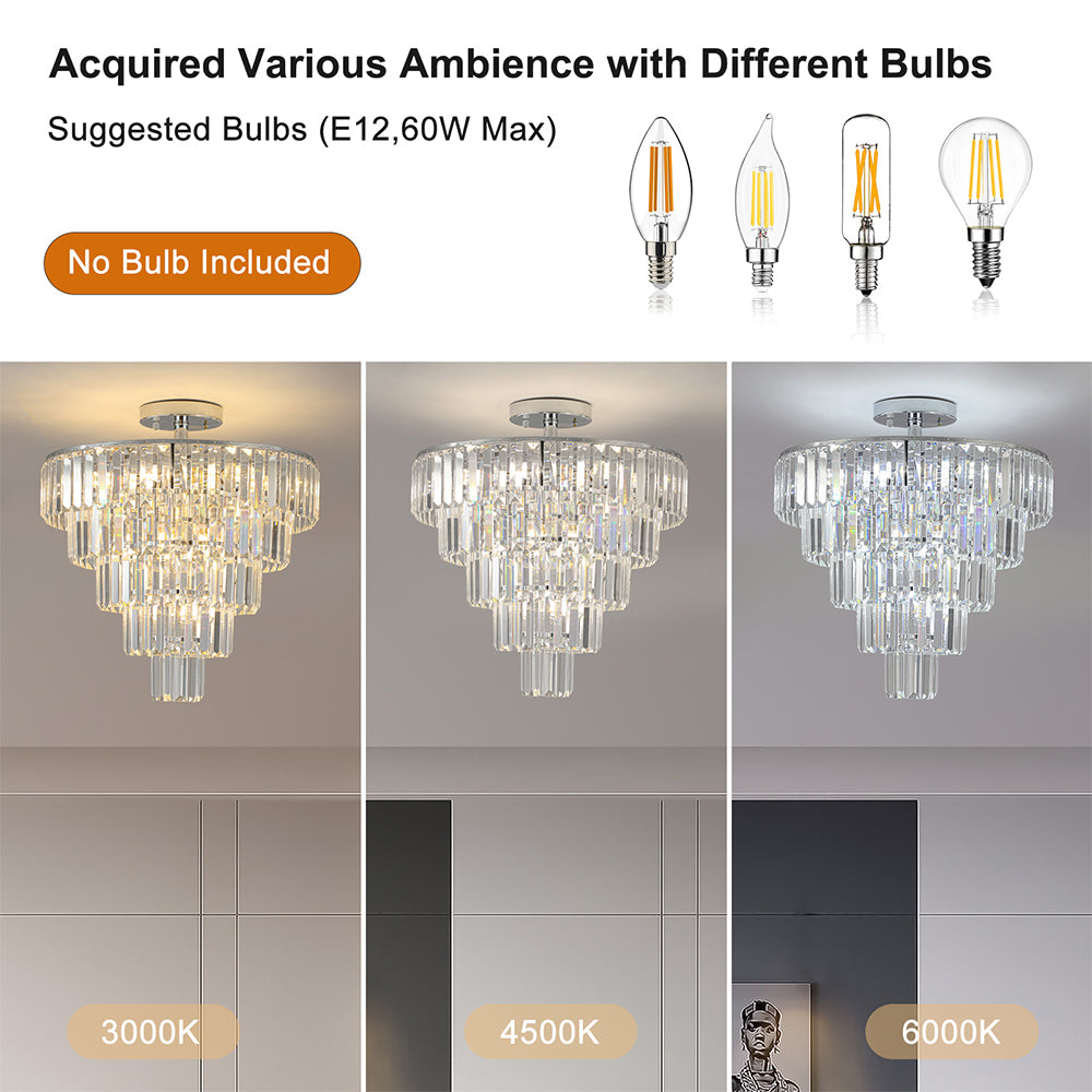 Modern White Chrome Crystal Chandelier_6