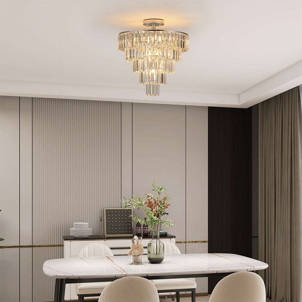 Modern White Chrome Crystal Chandelier_5