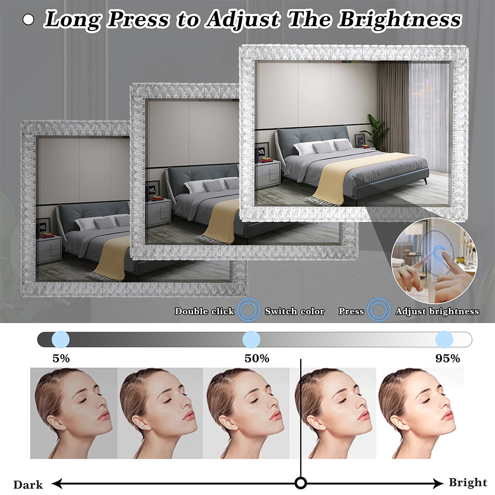 LED Crystal Mirror Light With Dimmable Lights_6
