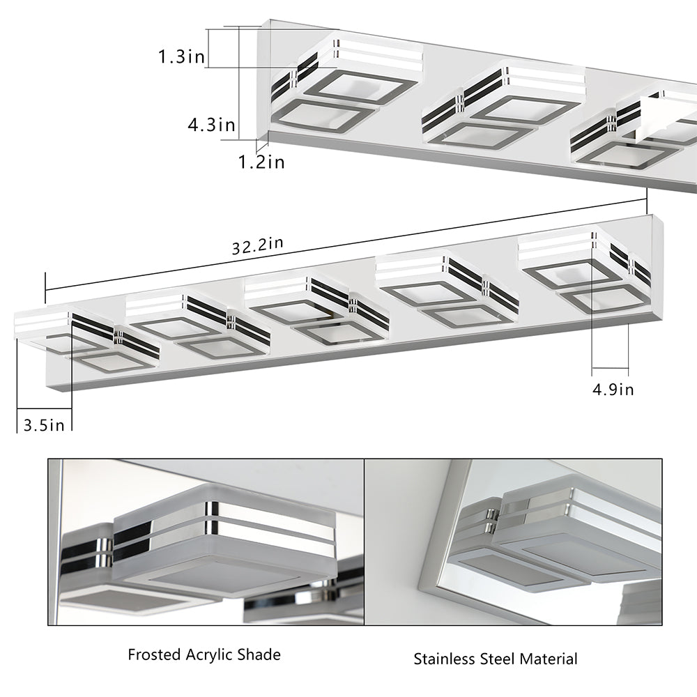5-Light LED Modern Mirror Light in Chrome_6